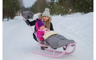 Sled metal with  handle to push - KUBUŚ - GREY