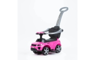 Paspiriama mašinėlė su rankena - 614R - guminiai ratai - PINK/BLACK
