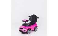 Paspiriama mašinėlė su rankena - 614R - guminiai ratai - PINK/BLACK