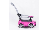Paspiriama mašinėlė su rankena - 614R - guminiai ratai - PINK/BLACK