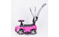 Paspiriama mašinėlė su rankena - 614R - guminiai ratai - PINK/BLACK