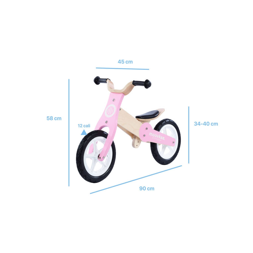 Tricycle - Balance Bike - Wooden - 2in1 - 0C075 - JANE - NATURAL WOOD & SWEET PINK - MOOVKEE.