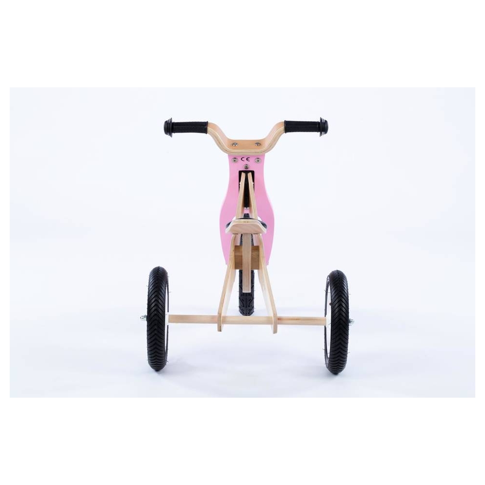 Tricycle - Balance Bike - Wooden - 2in1 - 0C075 - JANE - NATURAL WOOD & SWEET PINK - MOOVKEE.