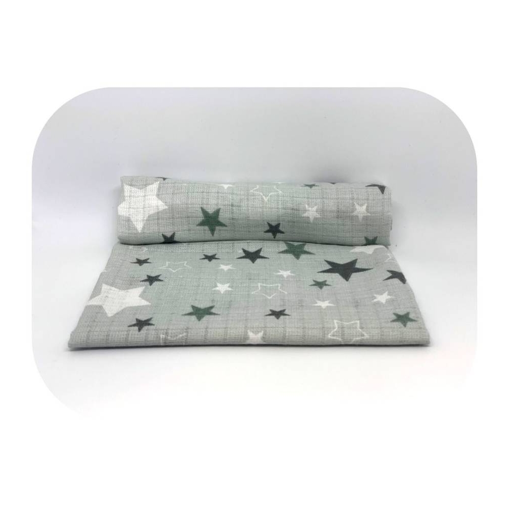 Diaper - 20597- TETRA PRINT - EGA - GWIAZDKI - WHITE/GREY- size 70x80 cm
