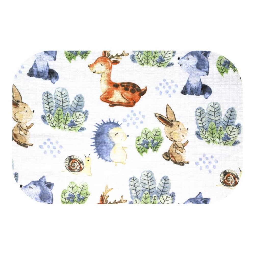 Diaper - 26353- TETRA PRINT - EGA - JEŻ I LIS - BLUE - size 70x80 cm