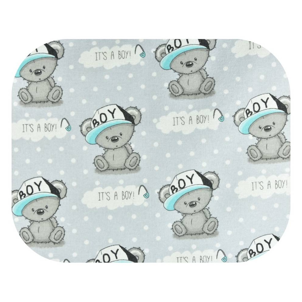 Diaper - 17542 - FLANNEL PRINT - EGA -  BOY - GREY- size 70x80 cm