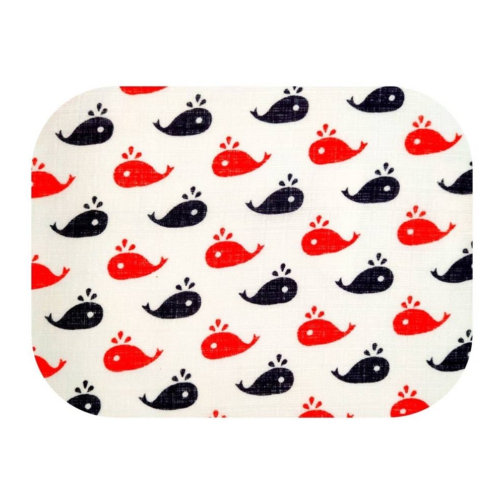 Diaper - 19652 - TETRA PRINT - EGA - WIELORYB - NAVY BLUE/RED - size 60x80 cm