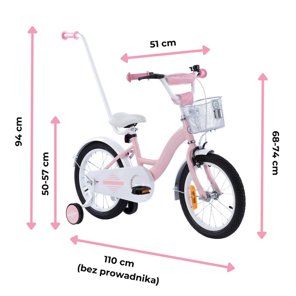 Dviratis - XXV - TOMABIKE 16" - PLATININIS - ŠVIESIAI ROŽINIS