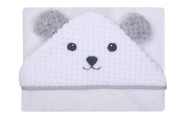 Rankšluostis - 322 - TERRY - SOFT/CORAL - Teddy Bear - dydis 100x100 - BALTAS