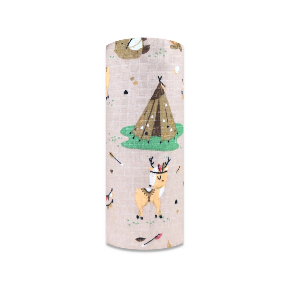 Diaper - 28647 - TETRA PRINT - EGA - INDIAN CAMP - BEIGIE - size 70x80 cm