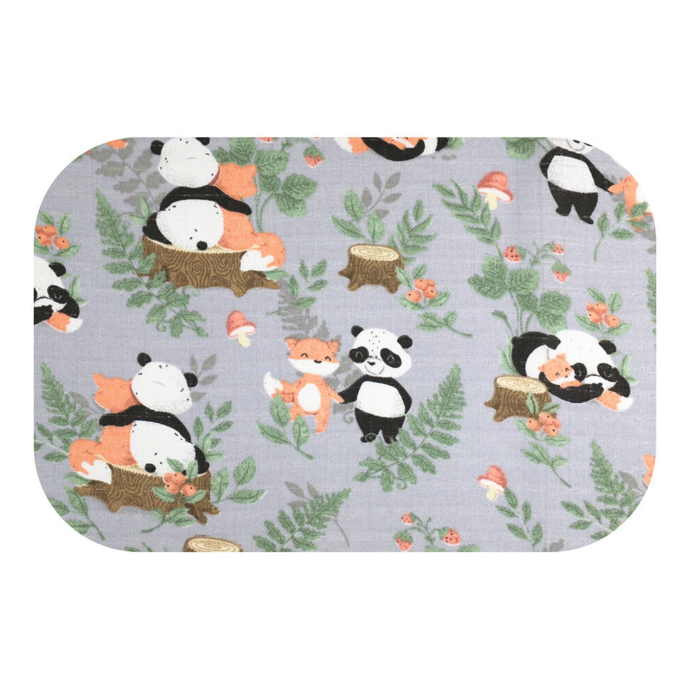 Diaper - 28661 - TETRA PRINT - EGA - PANDA in LOVE - GREY  - size 70x80 cm
