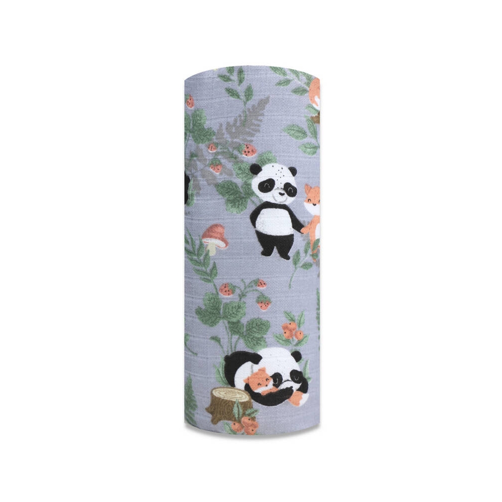 Sauskelnės - 28661 - TETRA PRINT - EGA - PANDA in LOVE - GREY - dydis 70x80 cm