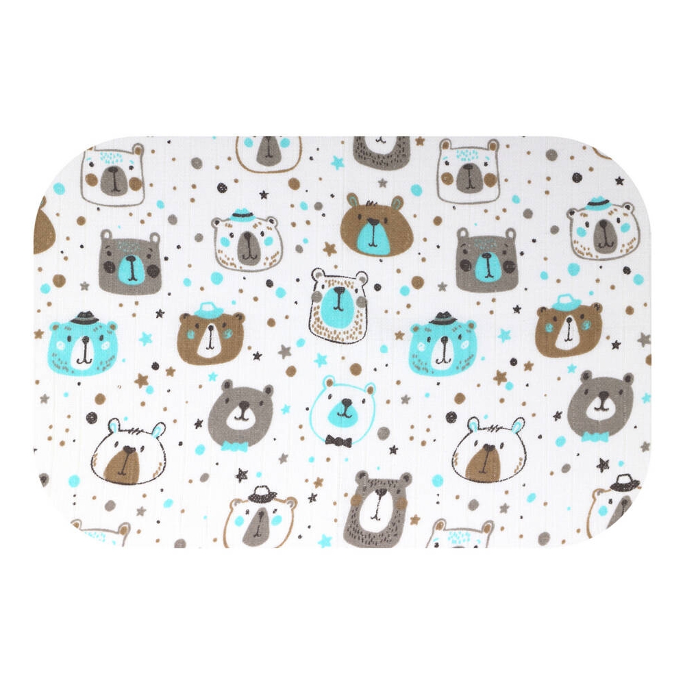 Diaper - 28708 - TETRA PRINT - EGA - USZATEK - BROWN / TURKUS - size 70x80 cm