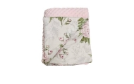 Blanket - 664- with filling - MINKY / COTTON  - size 75x90 - PINK