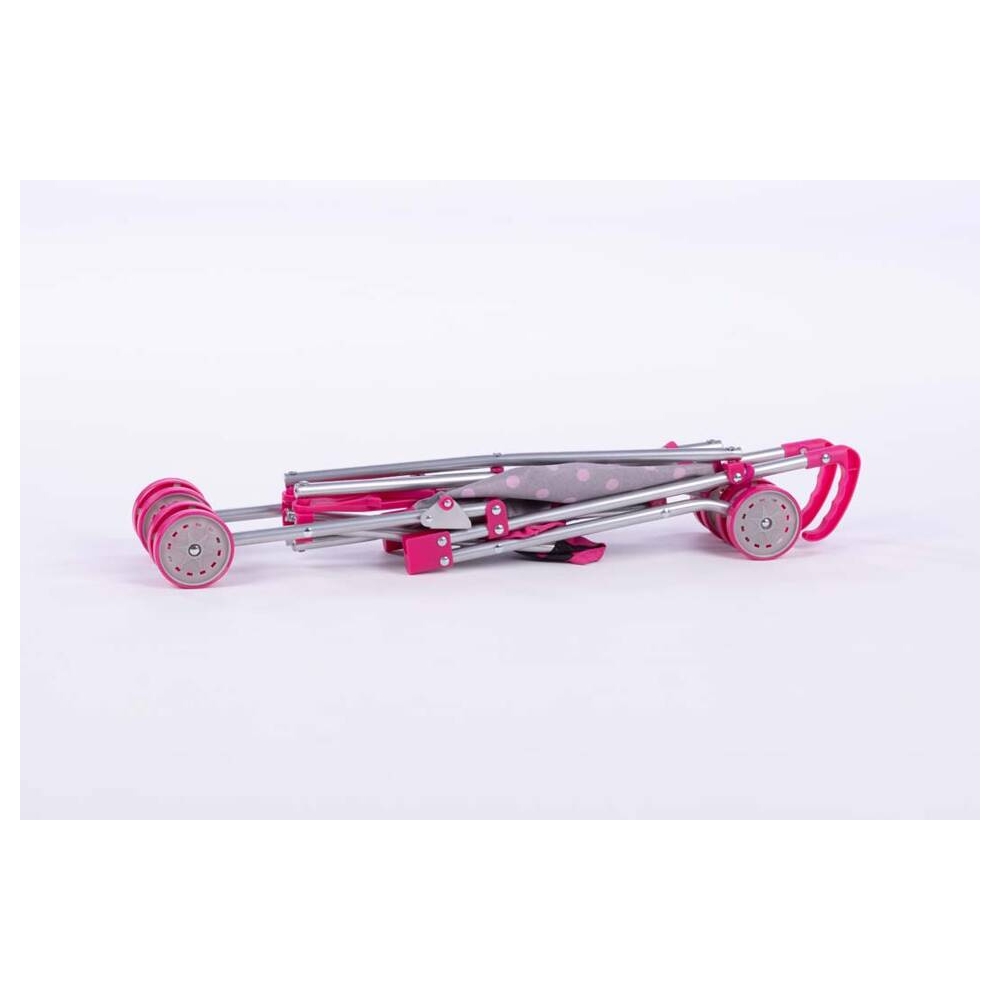 Stroller for Doll - 9302 - LILY - BLACK and PINK DOTS
