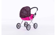 Pram for Doll  - 9325 - SUSIE -  BLACK and PINK DOTS