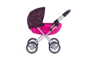 Pram for Doll  - 9325 - SUSIE -  BLACK and PINK DOTS