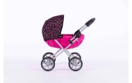Pram for Doll  - 9325 - SUSIE -  BLACK and PINK DOTS