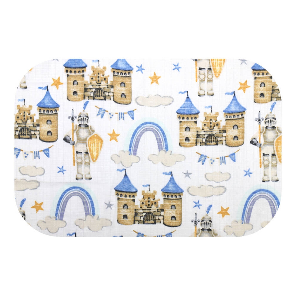 Diaper - 3766 - TETRA PRINT - EGA - CASLE - BLUE - size 70x80 cm