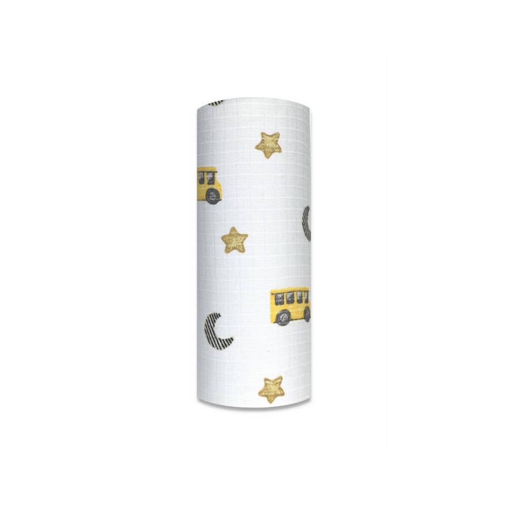 Diaper - 14275 - TETRA PRINT - EGA - BUS - YELLOW  - size 70x80 cm