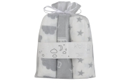 Diaper - SET - 07-8281- FLANNEL PRINT - 3-pack - GREY - size 76x76 cm