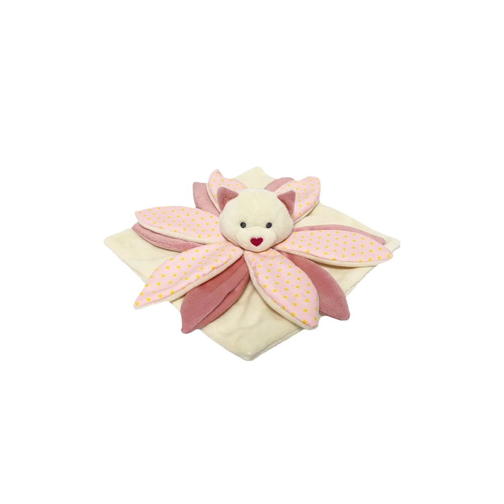 Toy Blanket - 94260 - MILUŚ -  BEAR with heart shape nose- PINK - - size 25 cm