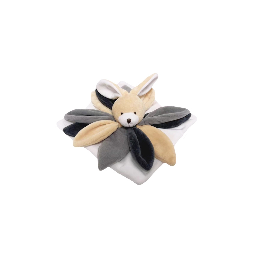 Toy Blanket - 94291 - MILUŚ -  BUNNY with heart shape nose - GREY- size 25 cm