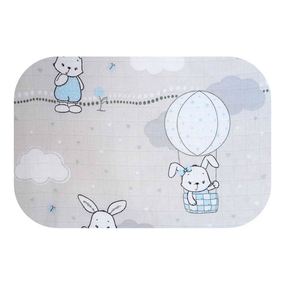 Diaper - 26926 - TETRA PRINT - EGA - LUX -  BUNNY with BALLOONS - BLUE - size 70x80 cm