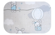 Diaper - 26926 - TETRA PRINT - EGA - LUX -  BUNNY with BALLOONS - BLUE - size 70x80 cm
