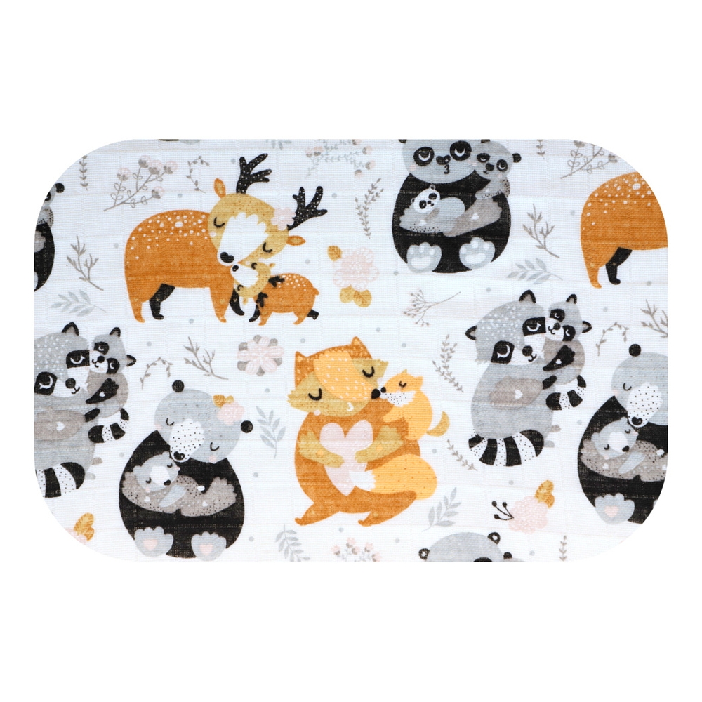 Diaper - 25584 - TETRA PRINT - EGA - LUX -   LEŚNA RODZINKA - BROWN - size 70x80 cm