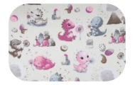 Diaper - 30015 - TETRA PRINT - EGA - DINO & WULKAN - PINK -  size 70x80 cm