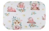 Diaper - 30060 - TETRA PRINT - EGA - PIGGY on a SWING -  PINK - size 70x80 cm
