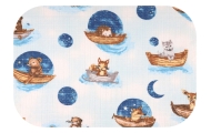 Diaper - 30022 - TETRA PRINT - EGA - ANIMALS on the BOAT - BLUE - size 70x80 cm