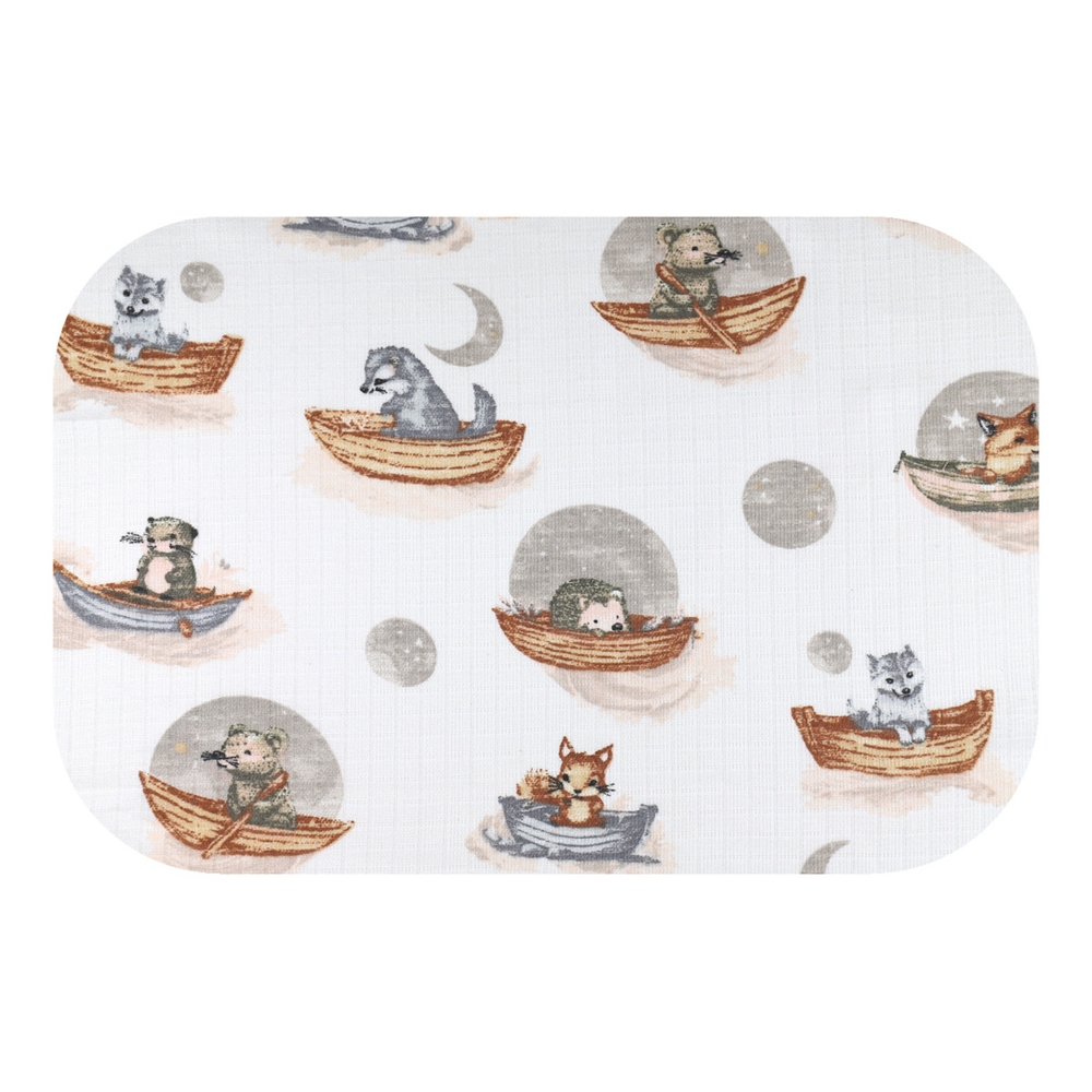 Diaper - 29989 - TETRA PRINT - EGA - ANIMALS on the BOAT - GREY - size 70x80 cm