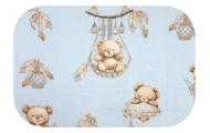 Diaper - 30275 - FLANNEL PRINT - EGA - BEARS in BASKET - BLUE - size 70x80 cm
