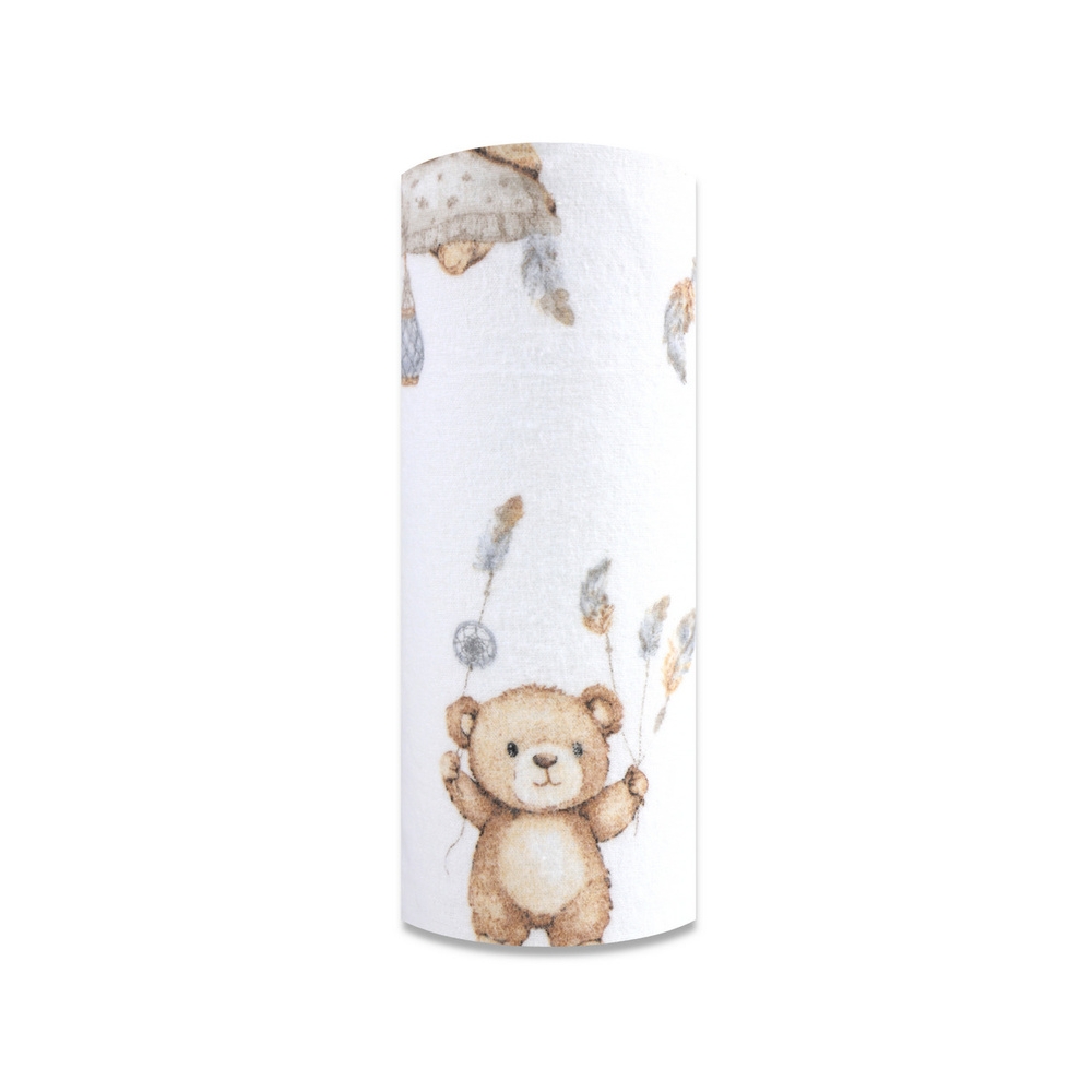 Diaper - 30237 - FLANNEL PRINT - EGA - BEARS in BASKET - WHITE - size 70x80 cm