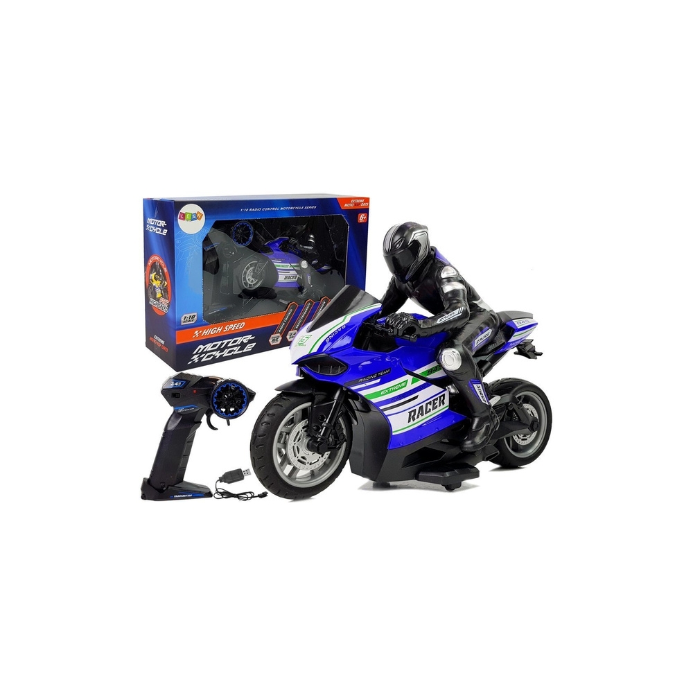 Motor Sportowy Ścigacz Zdalnie Sterowany 2.4G  Zasięg 35 m Niebieski