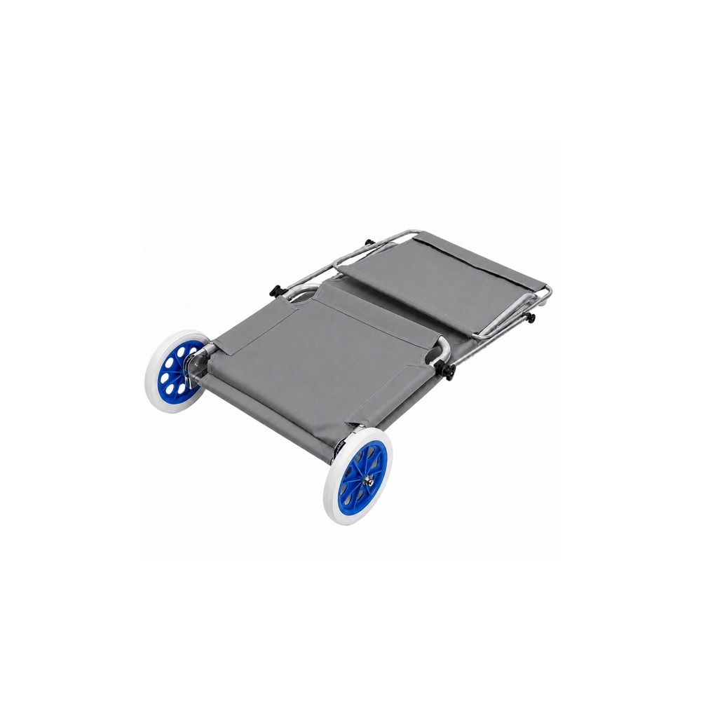 Paplūdimio gultas su ratukais, sulankstomas, su stogeliu, aliuminis, pilkos spalvos-Namai, laisvalaikis, turizmas, Sodo baldai, 