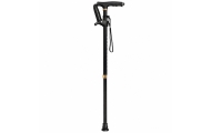 Sulankstoma, reguliuojama lazda su LED žibintuvėliu vyresnio amžiaus žmonėms, juoda, 80–100 cm-Namai, laisvalaikis, turizmas, Na