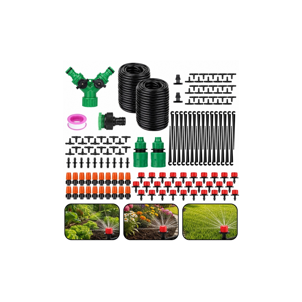 Automatinė lašinio laistymo sistema sodui, 55 m + 15 m, 386 elementų rinkinys-Namai, laisvalaikis, turizmas, Sodas - daržas-e-va