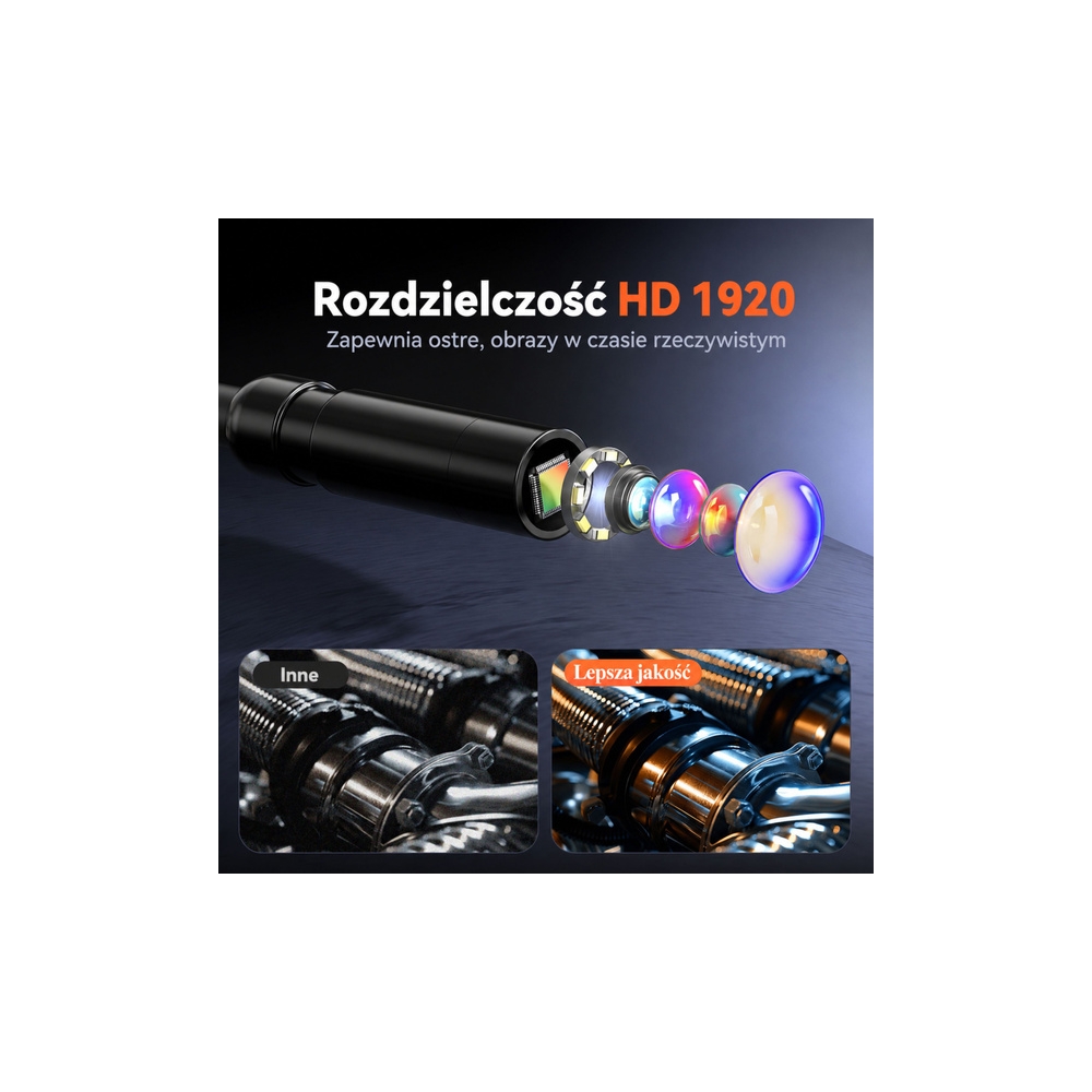 Kamera Przewodowa Inspekcyjna Endoskop 8 Diod LED LCD 4,3'' IP67