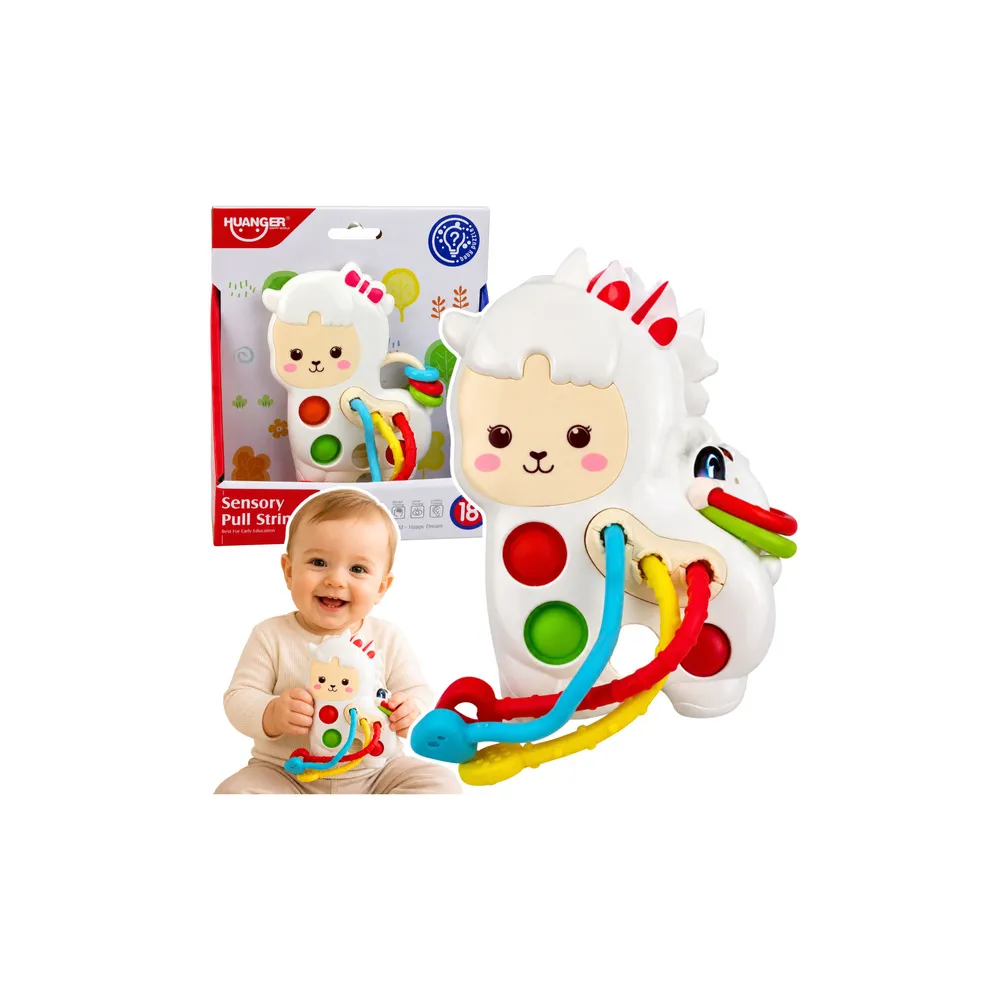 Zabawka Sensoryczna Dla Malucha Lama Ze Sznurkami Pop-It Koraliki