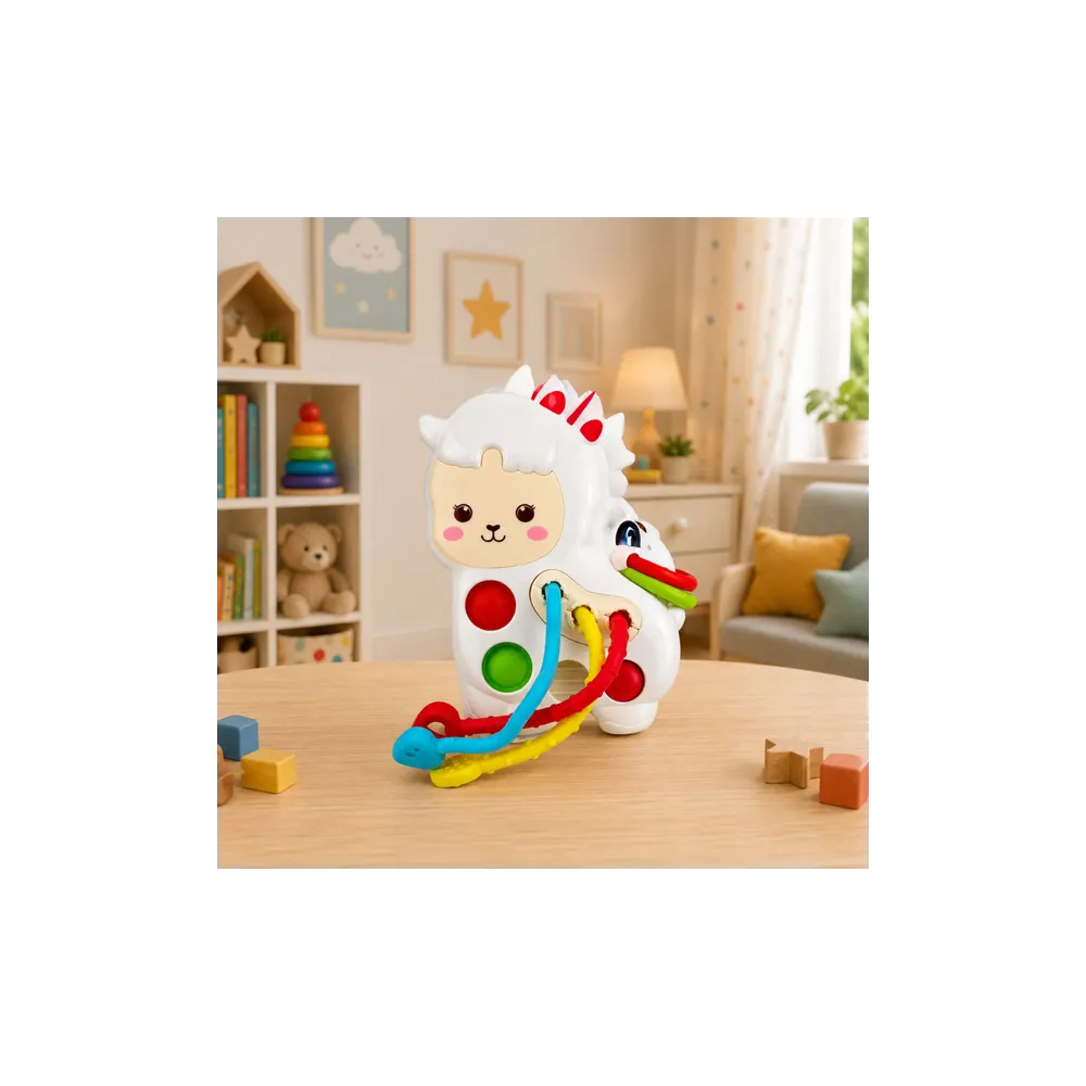 Zabawka Sensoryczna Dla Malucha Lama Ze Sznurkami Pop-It Koraliki