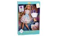 Lalka Anlily Fashion z Pieskiem Sukienka w Kwiaty Torba Przekąski Akcesoria