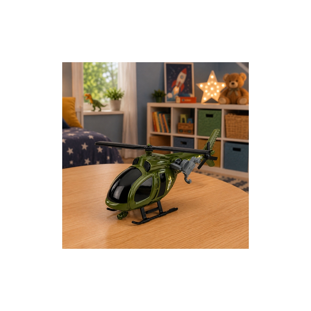 Helikopter Wojskowy Militarny Z Hakiem Światła Dźwięki Zielony