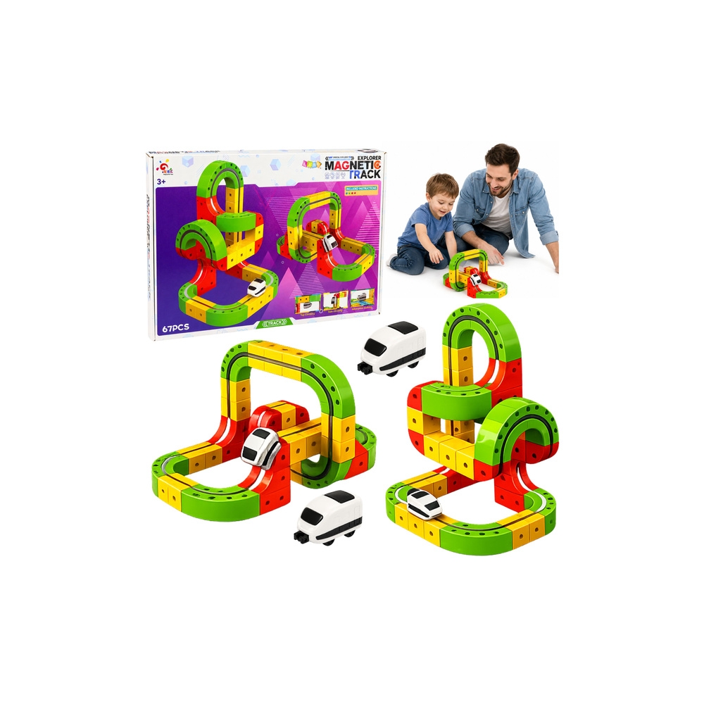 Tor Magnetyczny Z Elektrycznym Pociągiem 3D  Kreatywny Konstrukcyjny 67 el.