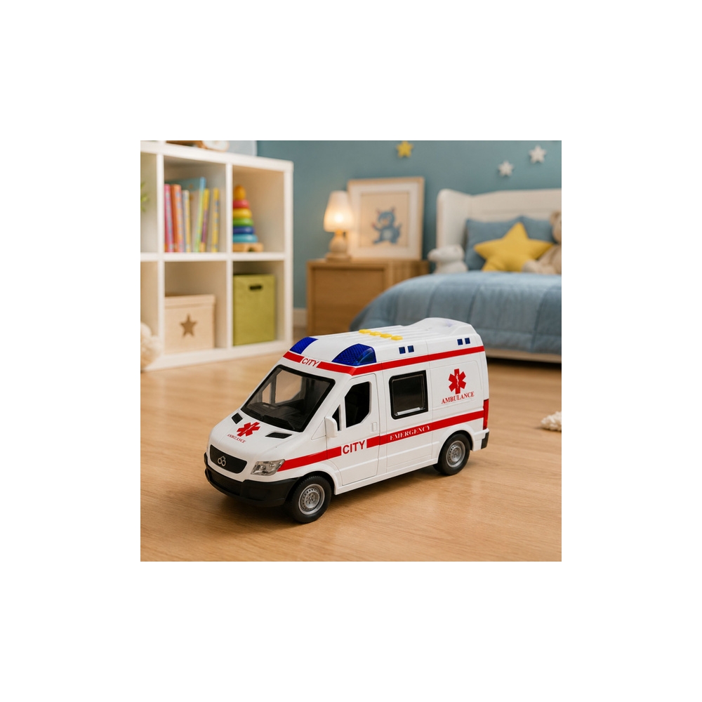 Karetka Pogotowia Ambulans Nosze Napęd Światła Dźwięki Biała 1:10