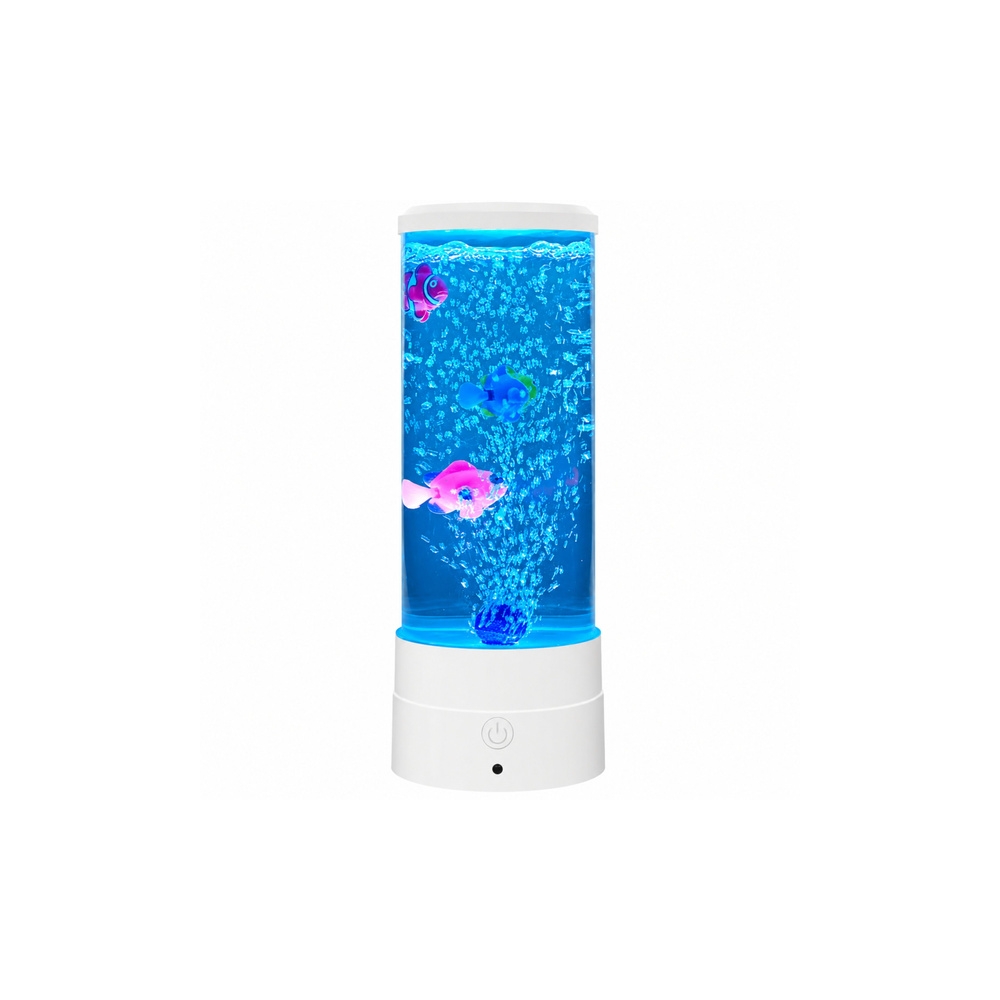 Lampka Nocna Ozdobna LED RGB Akwarium Z Rybkami 16 Kolorów USB Biała