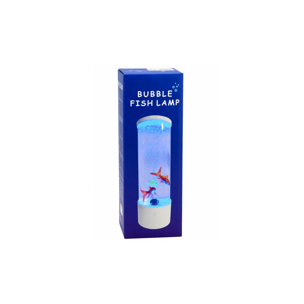 Lampka Nocna Ozdobna LED RGB Akwarium Z Rybkami 16 Kolorów USB Biała