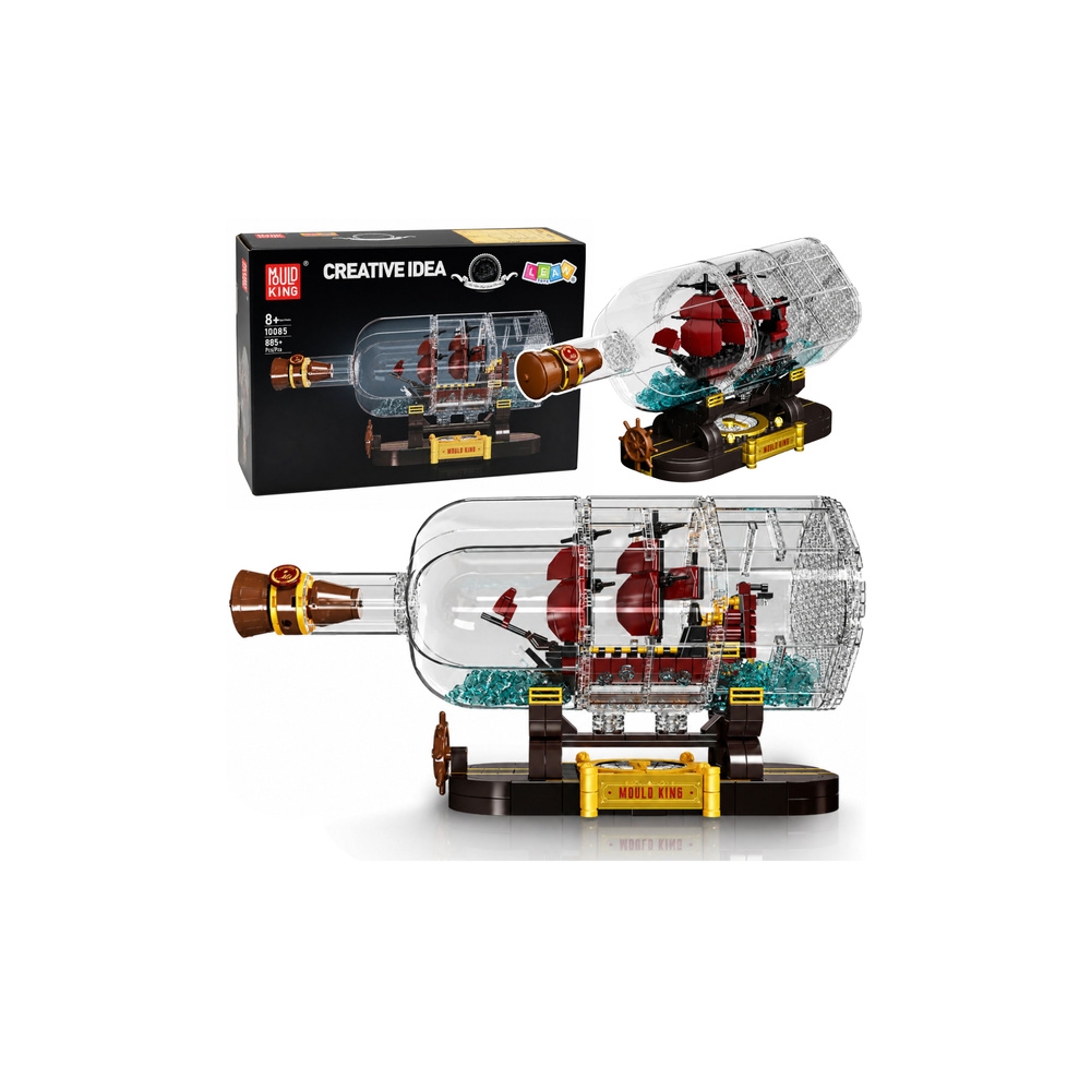 Konstruktorius Laivas butelyje – dekoratyvinis burlaivis, rudos spalvos, 885 dalių-Žaislai, Konstruktoriai, Lego, statybiniai bl